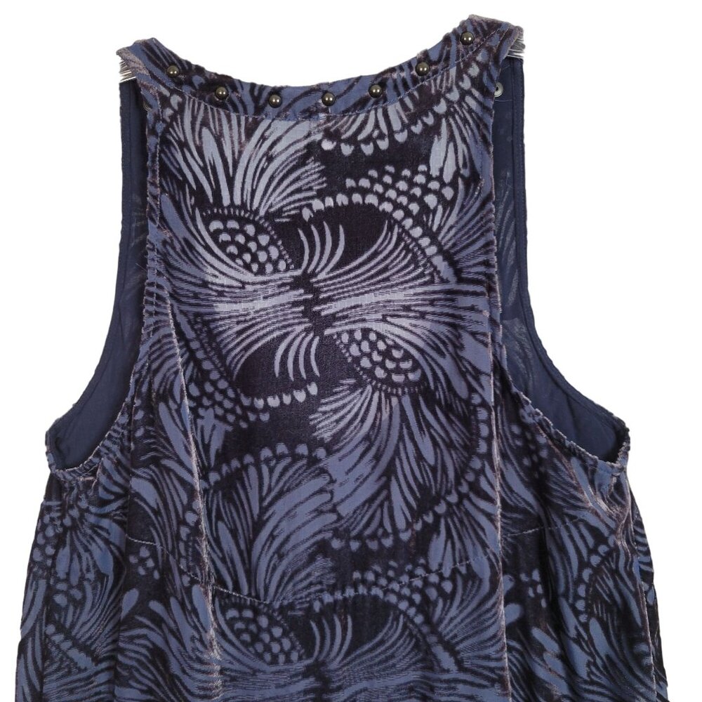 Free People Sz XS Dress Sheer Swirl Velvet Drop Waist Flared Burnout Whimsigoth - Picture 5 of 9